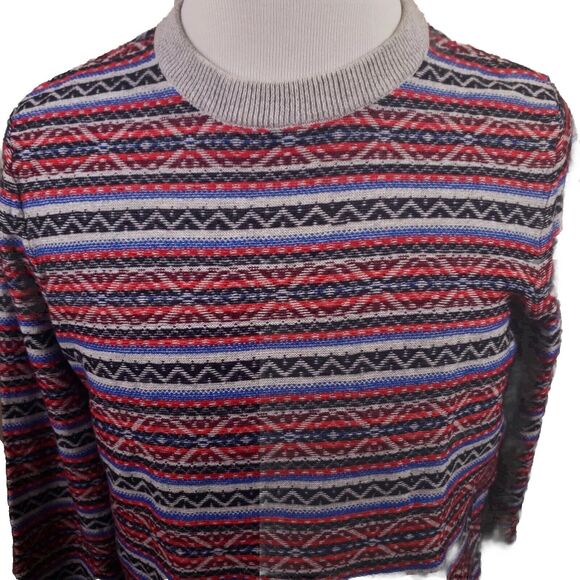 NAUTICA Fair Isle Sweater Mens Medium Multicolor Warm Heavy Cotton Knit Nordic - Picture 1 of 8